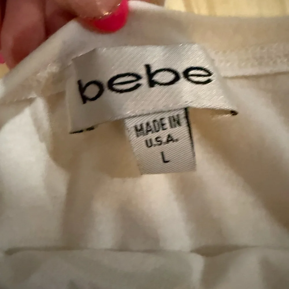 Bebe Women’s White Tee with Gold Accents - Picture 5 of 8